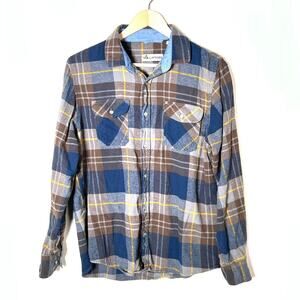 Tallwoods blue and brown casual button down flannel shirt men's sz small S B162